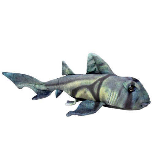 Load image into Gallery viewer, Port Jackson Shark plushie with harness-like markings
